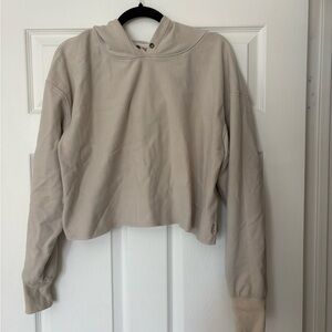 Free People Cropped Hooded Sweatshirt in Beige